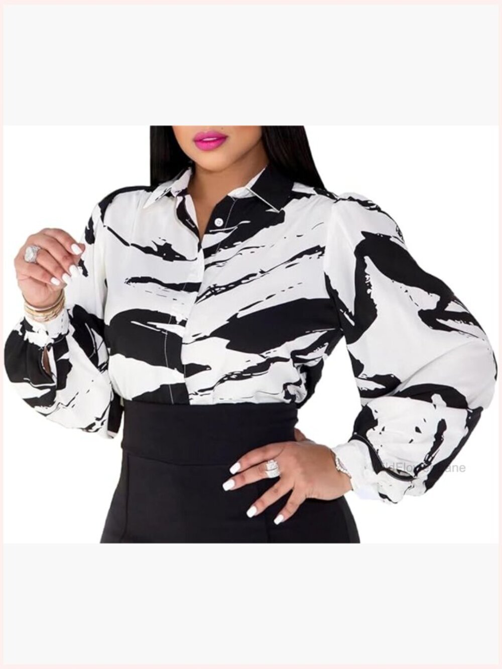 Colorful Button Down Long Sleeve Blouse Dressy Casual Top